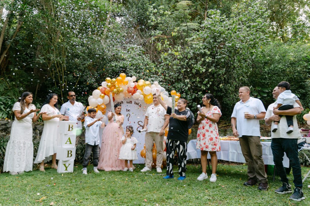 Silvastina and family during a gender reveal session at Parana Park in Hamilton
